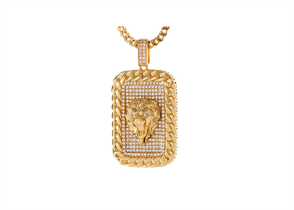 14 KT 3D Lion Dog Tag Pendant